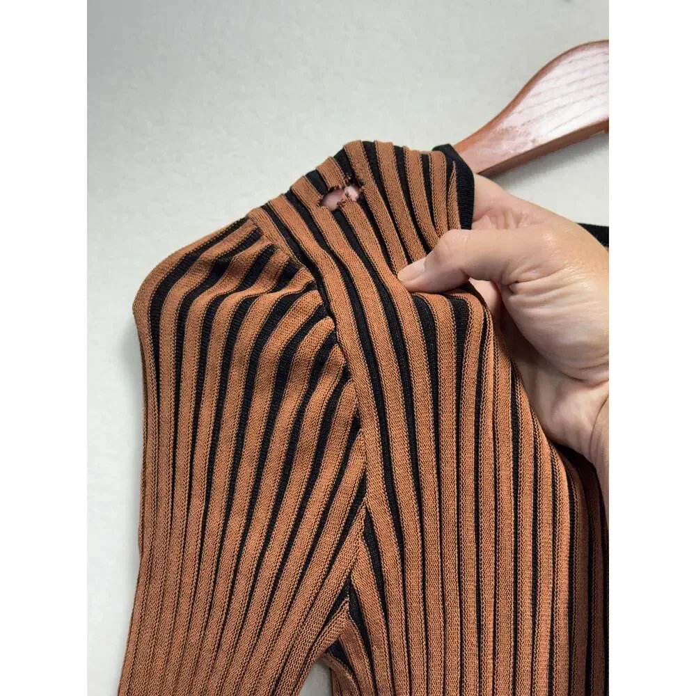 STAUD Selma Dress Brown Long Sleeve Stretchy Knit, Size M - Picture 6 of 13